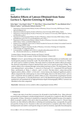 Sedative Effects of Latexes Obtained from Some Lactuca L. Species