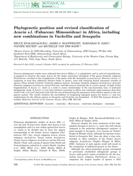 Phylogenetic Position and Revised Classification of Acacia S.L
