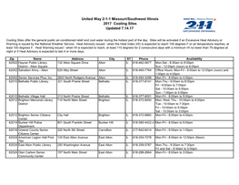 United Way 2-1-1 Missouri/Southwest Illinois 2017 Cooling Sites Updated 7.14.17