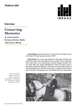 Conserving Memories a Conversation Between Zeina Arida and Laura Allsop
