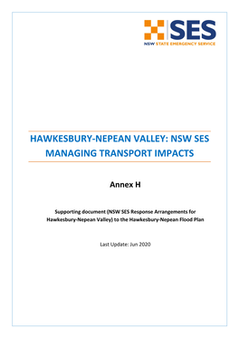 Hawkesbury-Nepean Valley: Nsw Ses Managing Transport Impacts