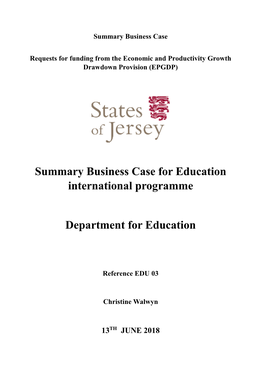 Summary Business Case for Education International Programme