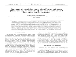 Natural Diet of the Crab Ovalipes Catharus (Crustacea, Portunidae) Around Central and Northern New Zealand