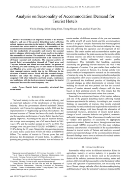 Analysis on Seasonality of Accommodation Demand for Tourist Hotels