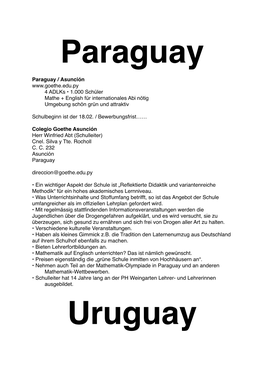 Paraguay / Asunción 4 Adlks • 1.000 Schüler Mathe + English Für Internationales Abi Nötig Umgebung Schön Grün Und Attraktiv