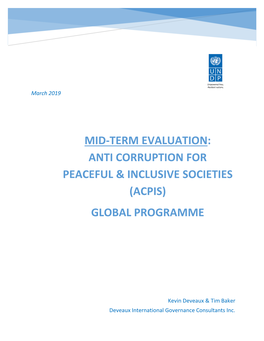 Mid-Term Evaluation: Anti Corruption for Peaceful & Inclusive Societies