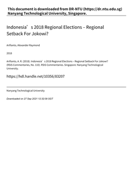 Indonesia's 2018 Regional Elections