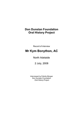 Mr Kym Bonython, AC