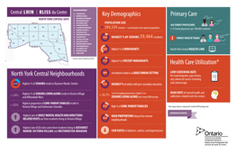 Key Demographics Primary Care Health Care Utilization* North York