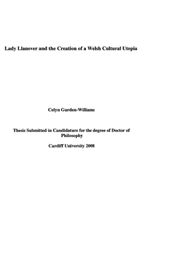Lady Llanover and the Creation of a Welsh Cultural Utopia