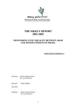 The Sikkuy Report 2001-2002