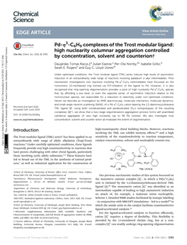 Pd-Η3-C6H9 Complexes of the Trost Modular Ligand