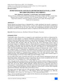 Hymenochaete Conchata (Hymenochaetaceae), a New Record for Indian Mycobiota *M.E