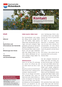 Kontakt Mitteilungsblatt Der Gemeinde Rickenbach Nr