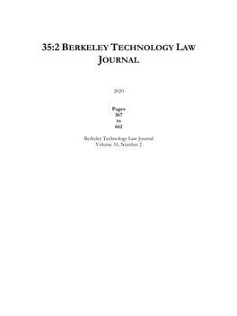 35:2 Berkeley Technology Law Journal