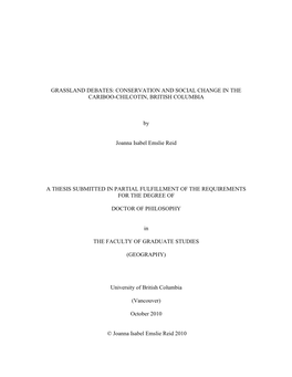 The Grassland Debates: Conservationists, Ranchers, First Nations, and the Landscape of the Middle Fraser,” Published in BC Studies, Issue #160 (Winter 2008/2009)