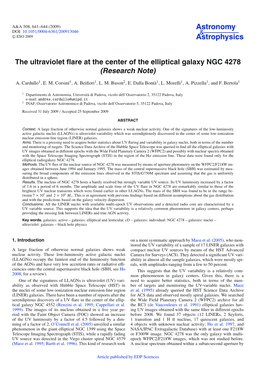 The Ultraviolet Flare at the Center of the Elliptical Galaxy NGC 4278