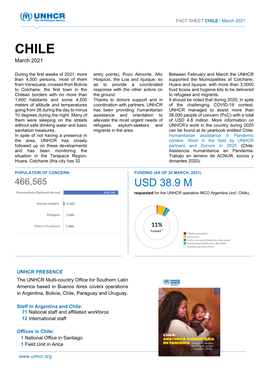 UNHCR Chile Factsheet