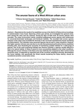 The Anuran Fauna of a West African Urban Area