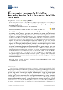 Development of Nomogram for Debris Flow Forecasting Based on Critical Accumulated Rainfall in South Korea