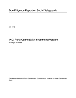 Rural Connectivity Investment Program Madhya Pradesh