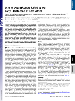 Diet of Paranthropus Boisei in the SEE COMMENTARY Early Pleistocene of East Africa