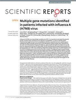 Multiple Gene Mutations Identified in Patients Infected with Influenza A