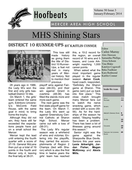 Hoofbeats January/February 2014 MERCER AREA HIGH SCH O O L MHS Shining Stars