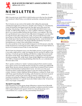 N E W S L E T T E R SEAN MACGREGOR W (08) 8379 4149 - M 0407 188 078 6 February 2014 Edition No