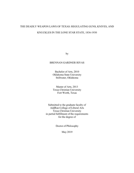 The Deadly Weapon Laws of Texas: Regulating Guns, Knives, And