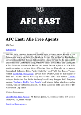 AFC East: Alle Free Agents