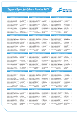 Regionalliga-Spielplan –Termine 2017