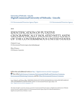 IDENTIFICATION of PUTATIVE GEOGRAPHICALLY ISOLATED WETLANDS of the CONTERMINOUS UNITED STATES Charles R