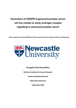 Generation of CRISPR Engineered Prostate Cancer Cell Line Models to Study Androgen Receptor Signalling in Advanced Prostate Cancer