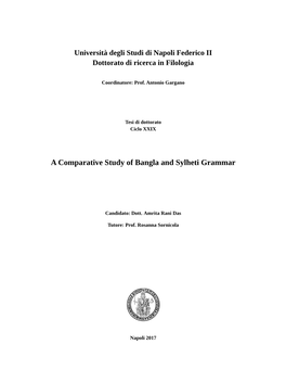 A Comparative Study of Bangla and Sylheti Grammar