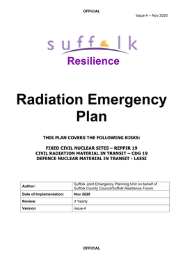 SRF Radiation Emergency Plan Iii INTRO OFFICIAL OFFICIAL Issue 4 – Nov 2020