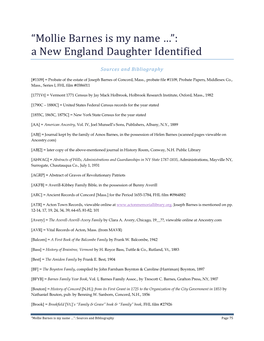 “Mollie Barnes Is My Name …”: a New England Daughter Identified