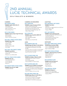 2Nd Annual Lucie Technical Awards 2016 Finalists & Winners