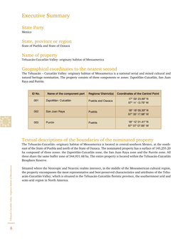 Executive Summary Tehuacán-Cuicatlán Valley: Originary Habitat of Mesoamerica