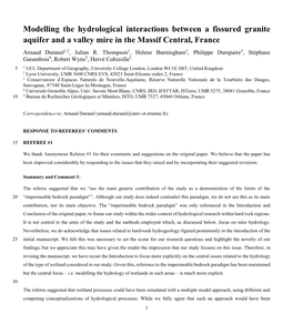 Modelling the Hydrological Interactions Between a Fissured Granite Aquifer and a Valley Mire in the Massif Central, France Arnaud Duranel1,2, Julian R