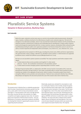 Pluralistic Service Systems – Sesame in Kossi Province, Burkina Faso