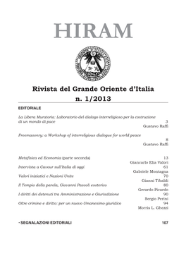 Rivista Del Grande Oriente D'italia N. 1/2013