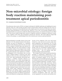 Foreign Body Reaction Maintaining Post-Treatment Apical Periodontitis
