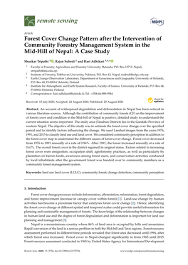 Forest Cover Change Pattern After the Intervention of Community Forestry Management System in the Mid-Hill of Nepal: a Case Study