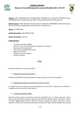 COMPTE-RENDU Séance De Conseil Municipal Du Séance De Conseil