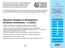 Reactive Nitrogen in Atmospheric Emission Inventories Table 2