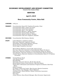 Economic Development and Budget Committee Minutes
