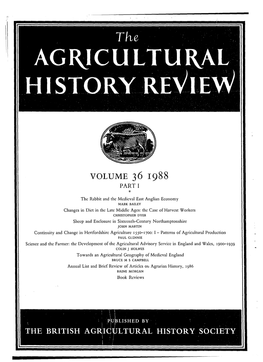 Agricultural History Review Volume 36 Part I I988