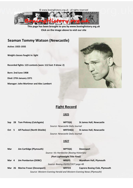 Seaman Tommy Watson (Newcastle)