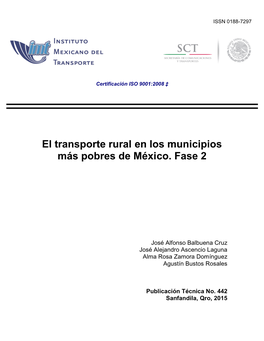 El Transporte Rural En Los Municipios Más Pobres De México. Fase 2